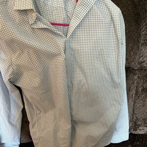 Michael Kors Light Blue and White Check Dress Shirt